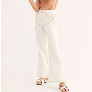 NWOT Free People White Denim Retro Flare Jeans